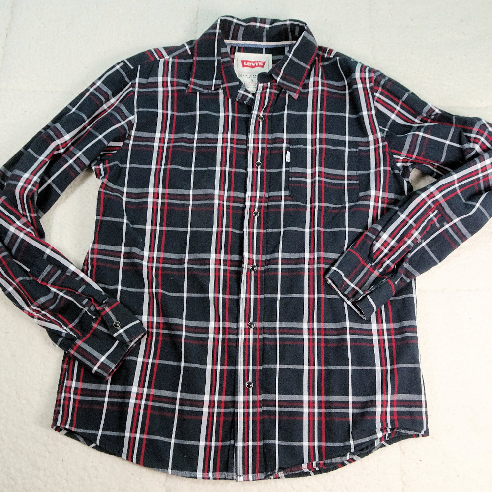 Western Levi's Button Up Plaid L/S Shirt Small
